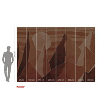 Papier peint photo Komar avec motif de montagne et indications de taille.