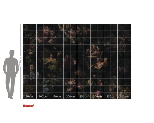 Papier peint photo avec motif floral et indications de taille