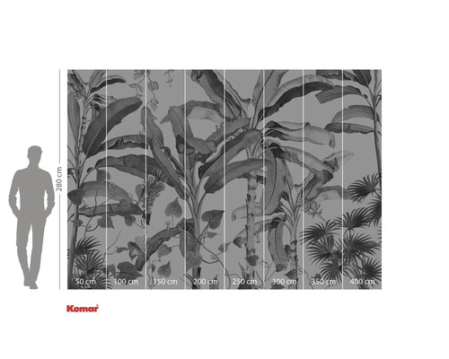 Papier peint photo Komar avec motifs de jungle et indications de taille