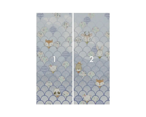 Zweiteiliges Wandbild mit Tiermotiven und Fischschuppenmuster