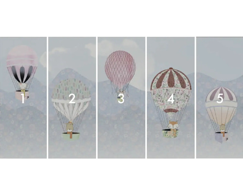 Fototapete mit Heissluftballons und Tiermotiven