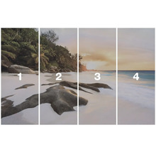 Motif de plage en quatre parties avec rochers et végétation