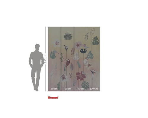 Komar Logo. Wandbild mit Pflanzenmotiven, Dimensionen 250 cm Höhe und 200 cm Breite.