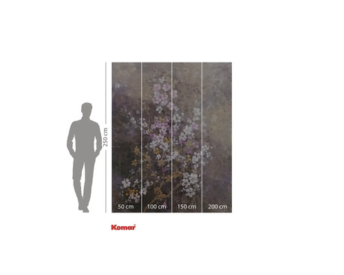 Papier peint photo avec motif floral et indications de dimensions