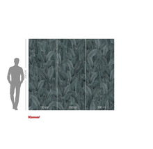 Papier peint photo avec motif de feuilles et indications de dimensions