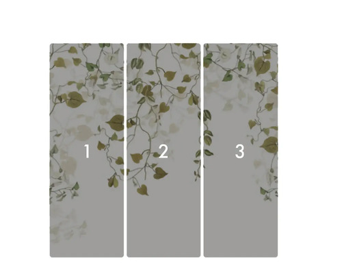 Papier peint photo en trois parties avec des feuilles qui tombent.