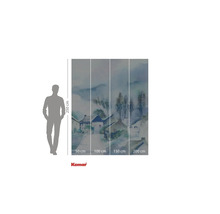 Papier peint photo avec peinture aquarelle d'un village, dimensions 250 x 200 cm