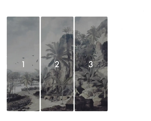 Papier peint photo en trois parties avec motif de paysage