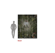 Papier peint photo Komar avec motif d'oiseaux et de plantes, les dimensions sont indiquées