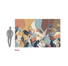 Papier peint intissé avec motif abstrait de feuilles et une hauteur de 250 cm.