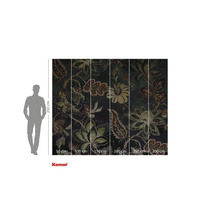 Papier peint photo avec motif floral et indications de taille.