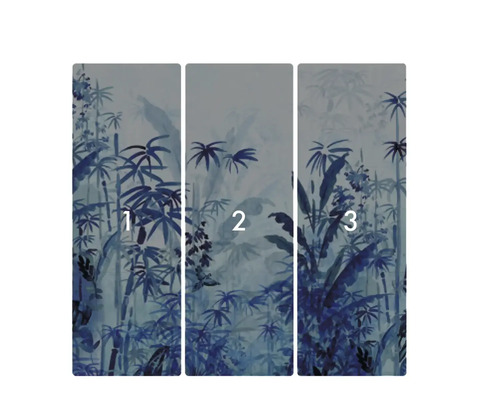 Papier peint avec motif végétal, composé de trois lés