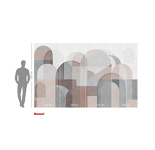 Papier peint photo Komar avec motif abstrait en arc de cercle et indications de taille