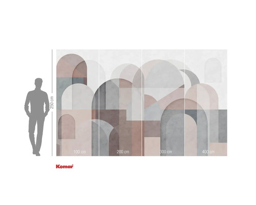 Papier peint photo Komar avec motif abstrait en arc de cercle et indications de taille