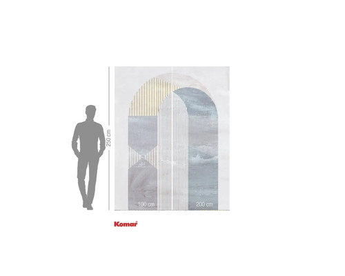 Komar Logo. Papier peint intissé avec design arqué abstrait, hauteur 250 cm, largeur 300 cm.
