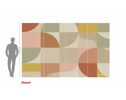 Papier peint photo avec motif géométrique et indications de taille