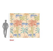 Papier peint photo Komar avec motif jungle, palmiers, léopards et oiseaux