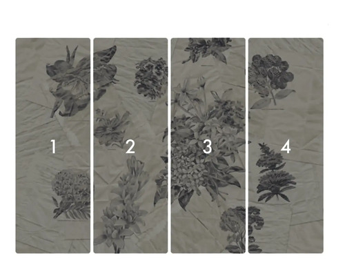 Papier peint photo en quatre parties avec motif floral