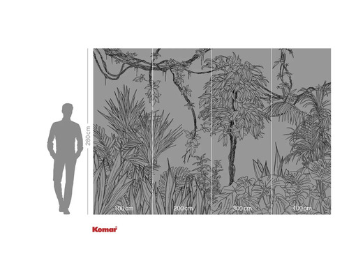 Papier peint photo avec motif de jungle et indications de dimensions