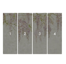 Papier peint intissé avec motif de glycine, composé de quatre lés