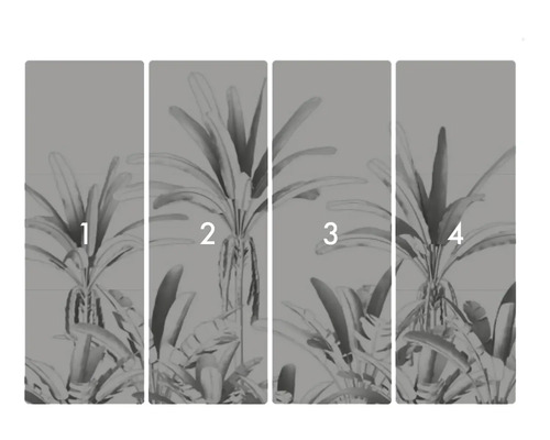 Papier peint photo en quatre parties avec motif de plantes