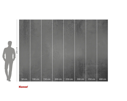 Papier peint photo Komar aspect béton avec indication des dimensions