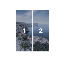 Image de paysage en deux parties avec vue sur la mer et côte rocheuse