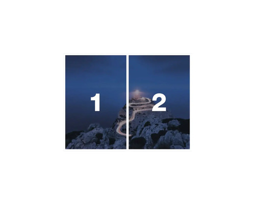 Image en deux parties d'un paysage de montagne avec une route sinueuse