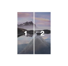 Papier peint photo avec motif de paysage de montagne, composé de deux parties