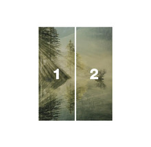 Motif de papier peint de porte en deux parties avec forêt et paysage marin