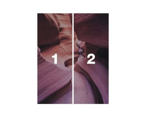 Affiche de porte avec motif de formation rocheuse, en deux parties