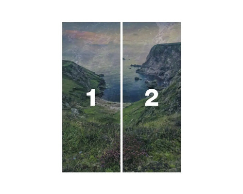 Fototapete mit Küstenmotiv, bestehend aus zwei Teilen.