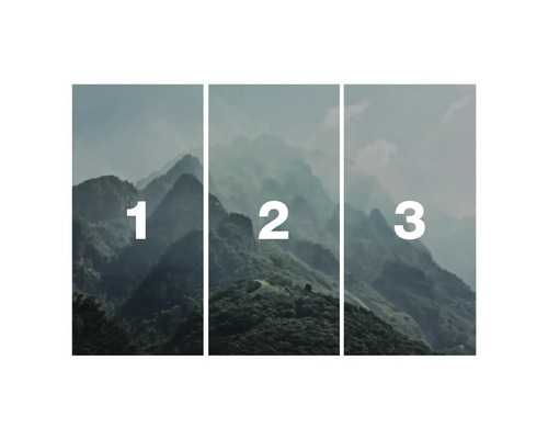 Tableau mural en trois parties avec paysage de montagne