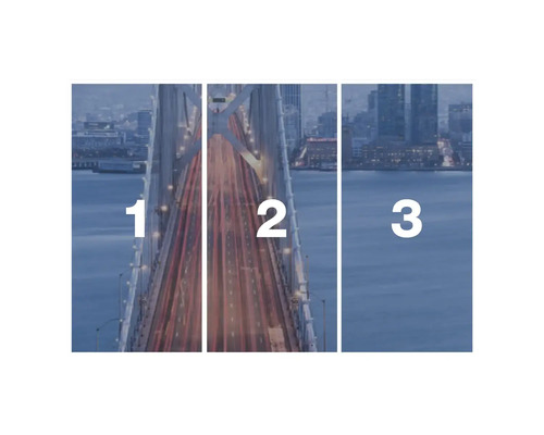 Image de pont en trois parties divisée en trois segments.