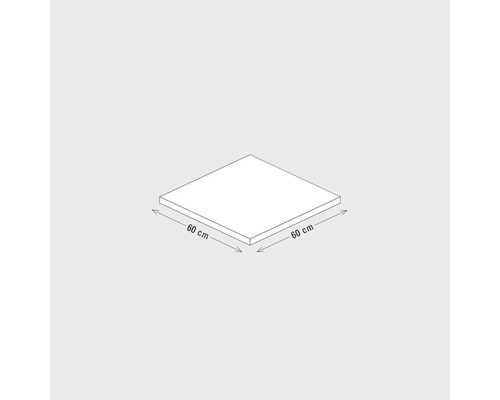 Quadratische Platte mit den Maßen 60 x 60 cm.