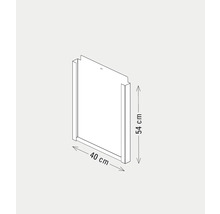 Illustration d'une porte de salle de bain mesurant 54 centimètres sur 40 centimètres.