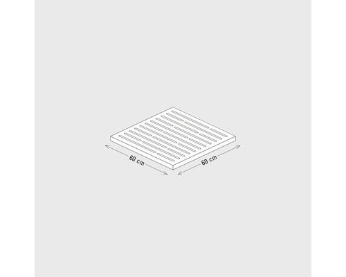 Quadratischer Duschrost mit den Maßen 60 mal 60 Zentimeter.