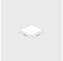 Quadratische Platte mit den Maßen 50 mal 50 Zentimeter.