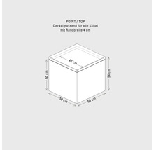 Technische Zeichnung eines passenden Deckels für alle Eimer mit 4 cm Randbreite, Abmessungen 50 x 50 x 54 cm