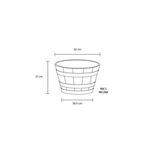 Abbildung eines Pflanzgefäßes mit den Maßen 52 cm Breite, 31 cm Höhe und einem Volumen von 46 Litern.
