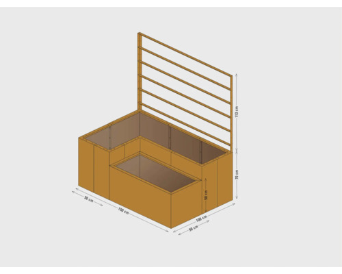 Hochbeet mit Rankhilfe, Maße 150 x 100 x 113 cm