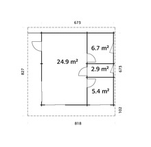 Plan d'un abri de jardin avec dimensions des pièces