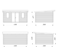 Plan technique d'un abri de jardin avec dimensions