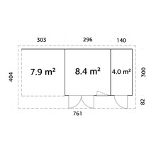Plan d'un abri de jardin avec dimensions.