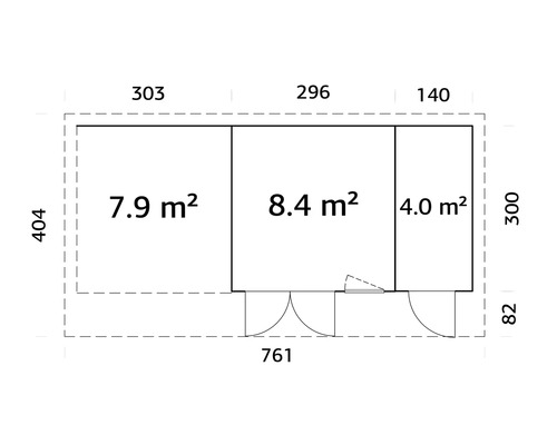 Plan avec dimensions et indications de surface en mètres carrés