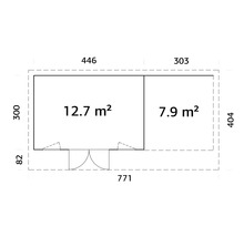 Plan d'un abri de jardin avec dimensions.