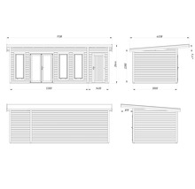 Plan technique d'un abri de jardin avec dimensions