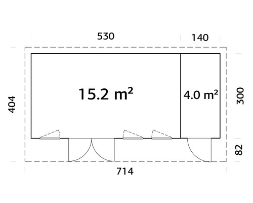 Plan d'un abri de jardin avec indications de surface en mètres carrés