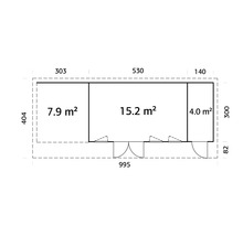Plan avec les dimensions d'un abri de jardin