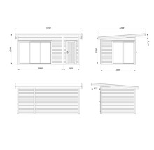 Dessin d'un abri de jardin avec dimensions